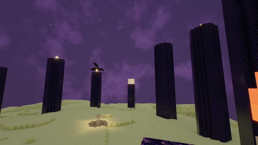 The ender dragon circling the End's pillars